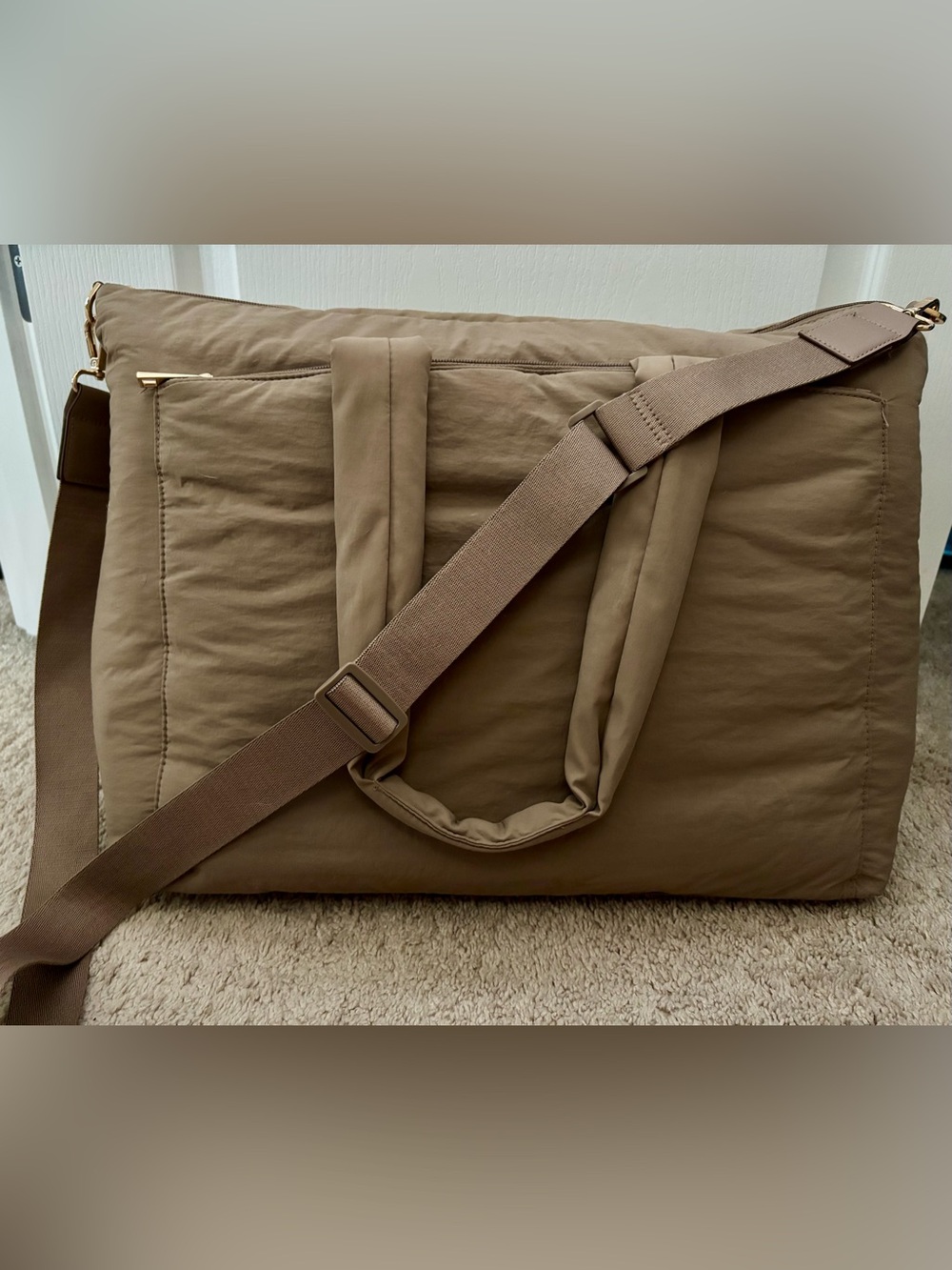 a new day Tan Travel Duffel Bag with Adjustable Strap